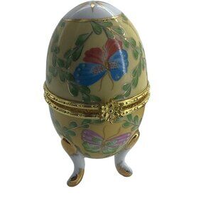 Formalities by Baum Bros Butterfly Collection Footed Egg Hinged Trinket Box 4"